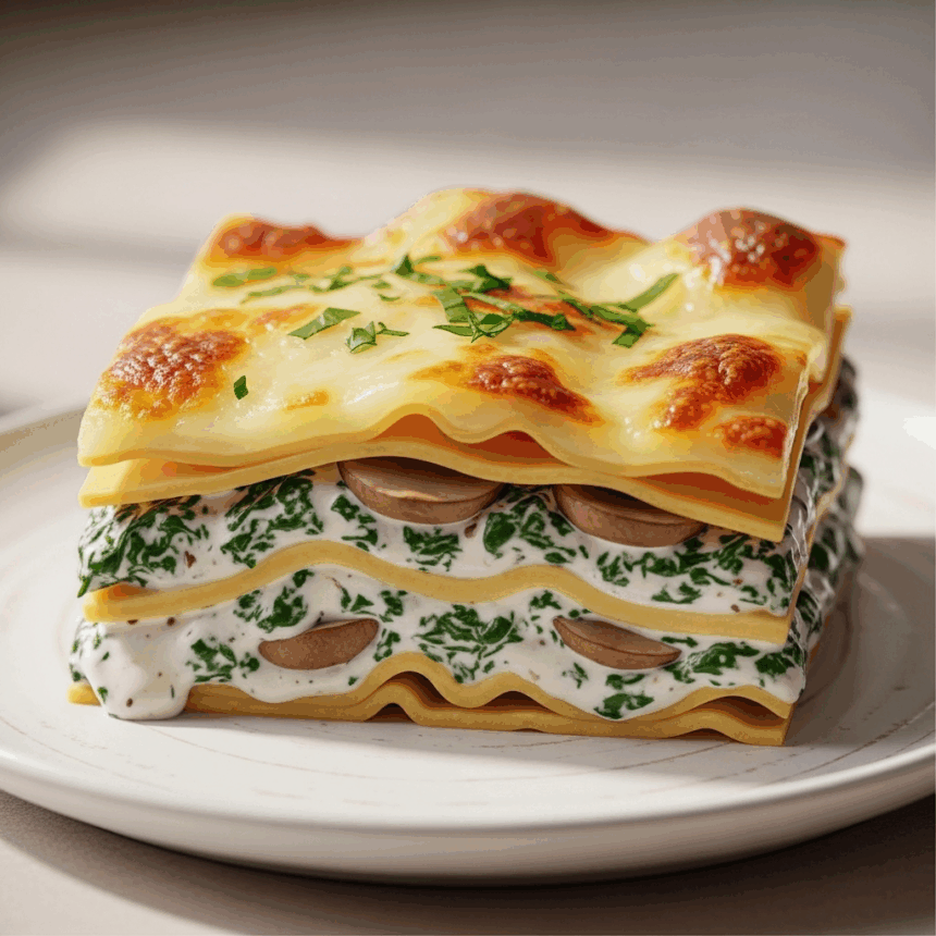 Delightful Creamy Spinach & Mushroom Lasagna Made Easy