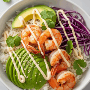Spice Up Dinner: Shrimp Rice Bowls with Zesty Mayo Drizzle