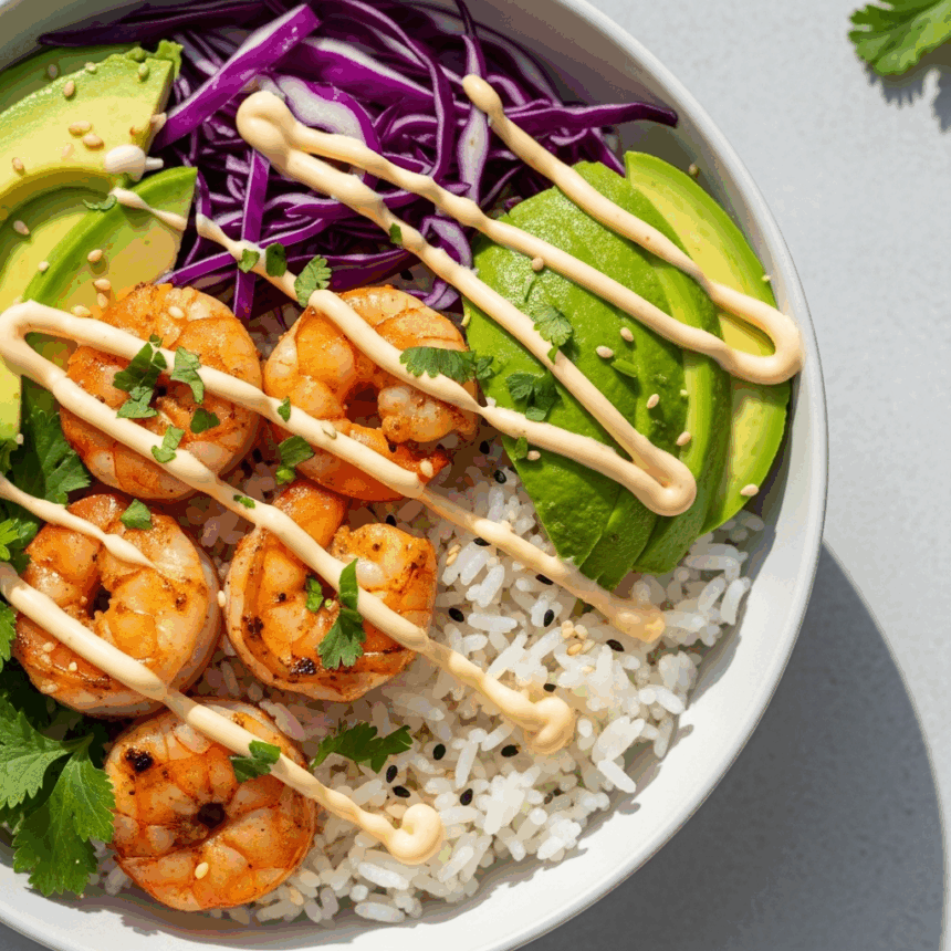 Spice Up Dinner: Shrimp Rice Bowls with Zesty Mayo Drizzle