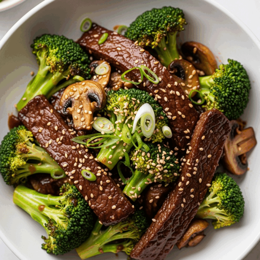 Savor Vegan Beef & Broccoli with Mushrooms: A Flavorful Twist
