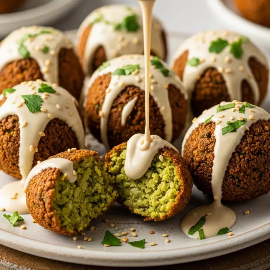 Crispy Baked Falafel with Creamy Tahini Sauce Delight