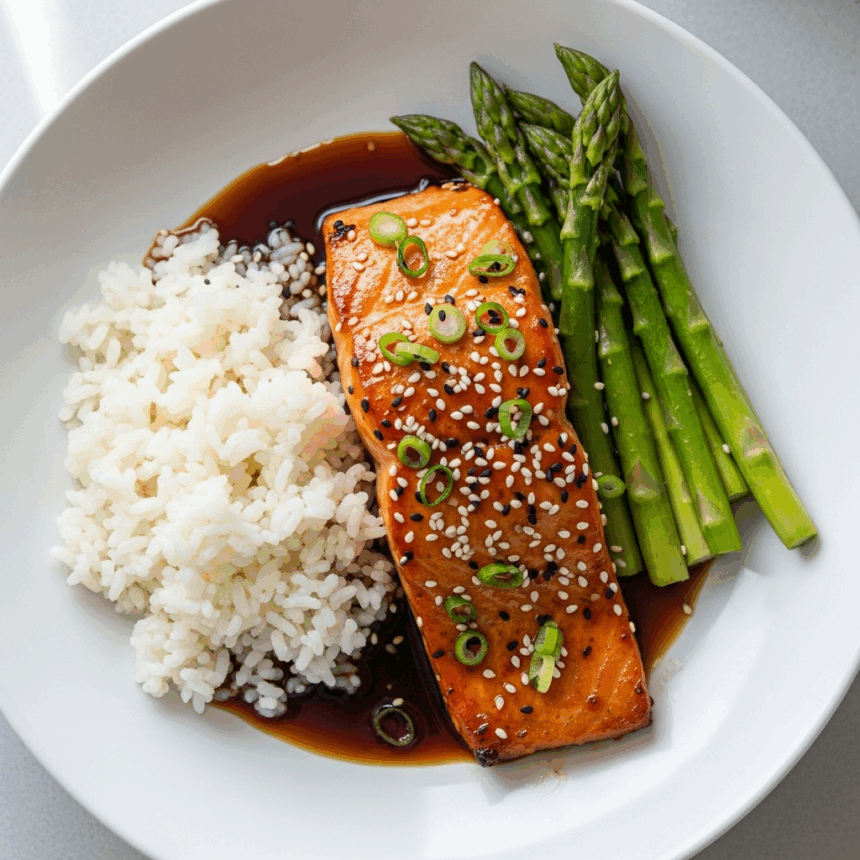 Savor the Perfect Salmon Teriyaki with Fluffy Steamed Rice