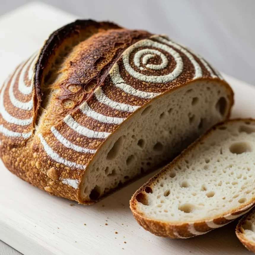 Create a vertical Pinterest pin image (1000x1500) for the recipe " Keto Sourdough Bread ". Show a close-up of the prepared dish, vibrant and appetizing, with realistic textures and natural lighting. Add the recipe title " Keto Sourdough Bread " in elegant, clean, and large typography at the top or center. Use a readable, modern font, and make sure the text stands out clearly. Do NOT include any logo or website name. Keep the design simple, professional, and eye-catching.