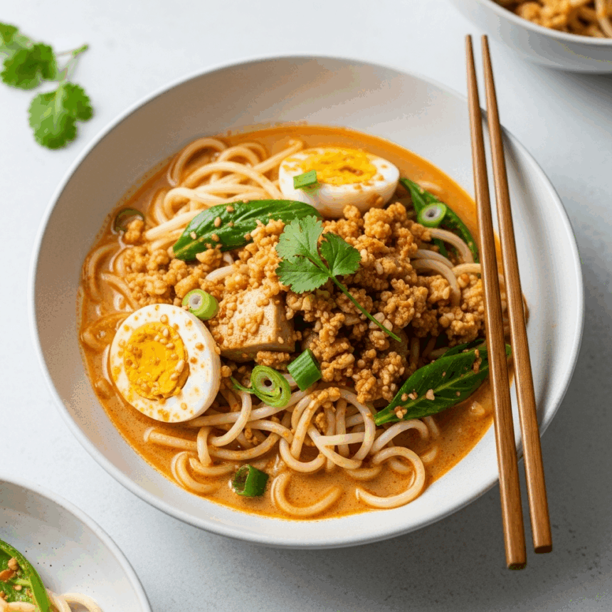 Spicy Coconut Laksa Noodle Soup Delight