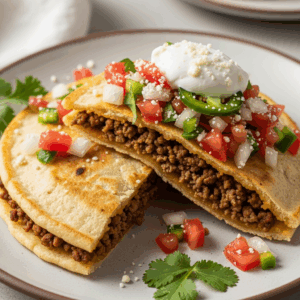 Savor the Flavor: Beef Gorditas Topped with Fresh Pico de Gallo