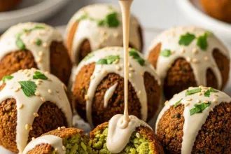 Crispy Baked Falafel with Creamy Tahini Sauce Delight