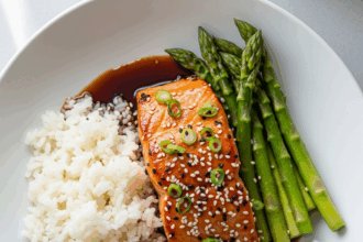Savor the Perfect Salmon Teriyaki with Fluffy Steamed Rice