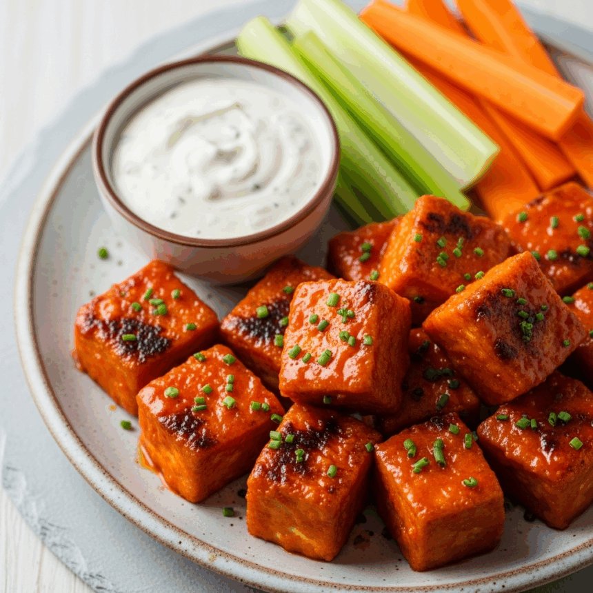 Fiery Air-Fried Buffalo Tofu: A Spicy Vegan Delight