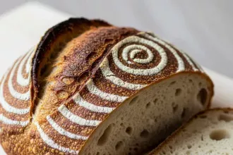 Create a vertical Pinterest pin image (1000x1500) for the recipe " Keto Sourdough Bread ". Show a close-up of the prepared dish, vibrant and appetizing, with realistic textures and natural lighting. Add the recipe title " Keto Sourdough Bread " in elegant, clean, and large typography at the top or center. Use a readable, modern font, and make sure the text stands out clearly. Do NOT include any logo or website name. Keep the design simple, professional, and eye-catching.