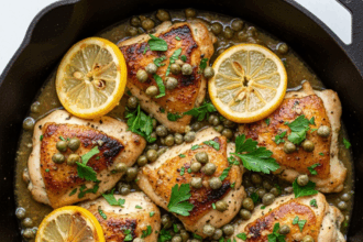 Zesty Skillet Lemon Chicken with Tangy Capers Delight