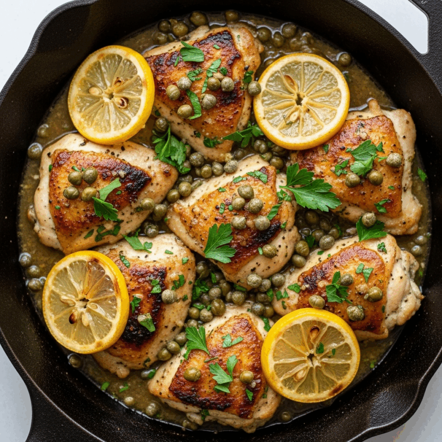 Zesty Skillet Lemon Chicken with Tangy Capers Delight