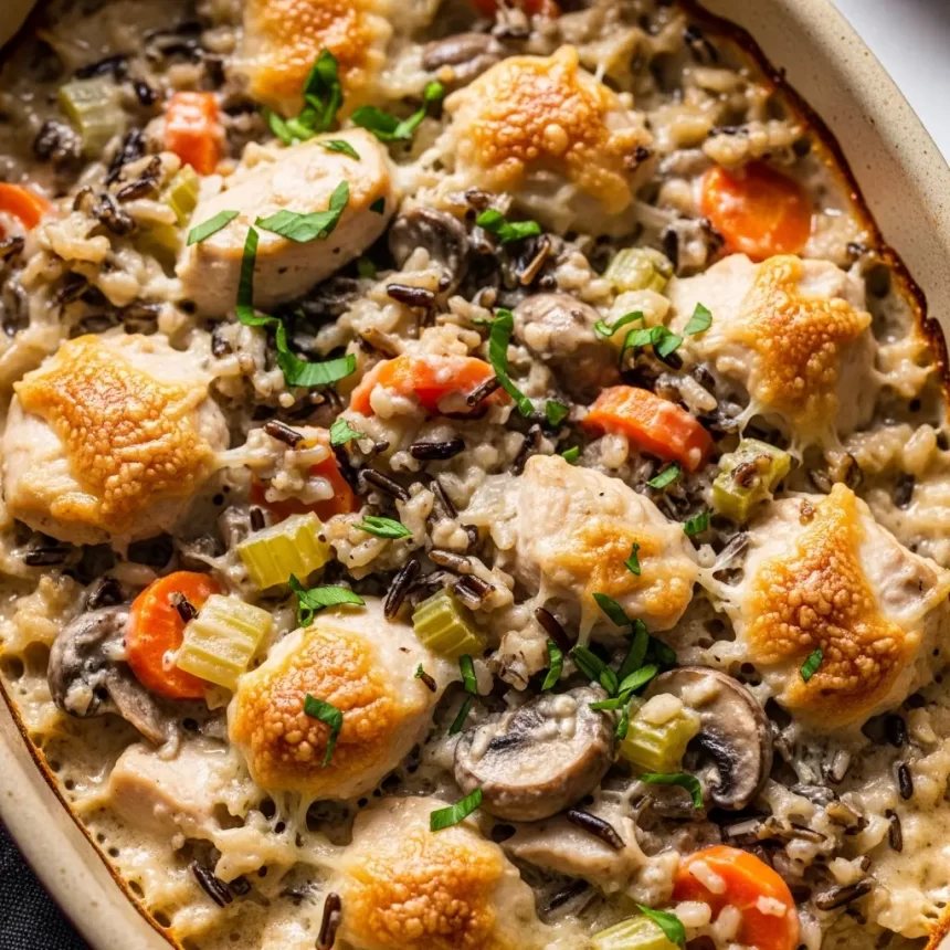 Comfort in Every Spoon: Creamy Chicken & Wild Rice Bake