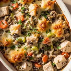 Comfort in Every Spoon: Creamy Chicken & Wild Rice Bake