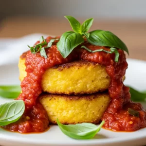 Golden Fried Polenta Cakes with Zesty Marinara Dip 