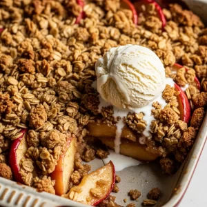 Golden Delight: Apple Crisp with Crunchy Oat Topping 