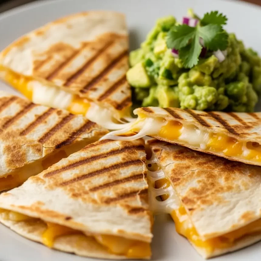 Melty Cheese Quesadillas Paired Perfectly with Fresh Guacamole