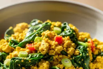 Bright & Bold: Flavorful Tofu Scramble with Spinach Delight