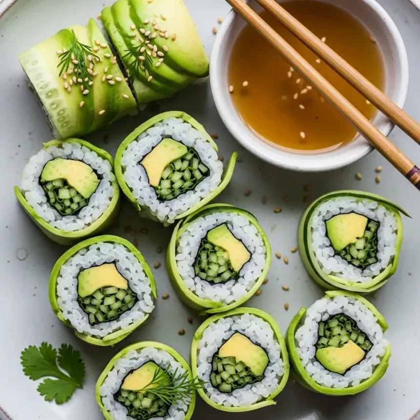 Fresh & Vibrant: The Art of Avocado Cucumber Sushi Rolls