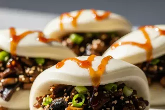 Steaming Delight: Vegan Bao Buns Stuffed with Mushrooms