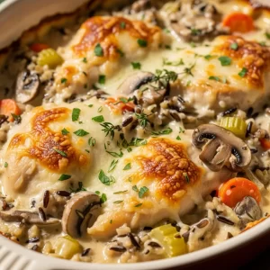 Comfort in Every Spoon: Creamy Chicken & Wild Rice Bake