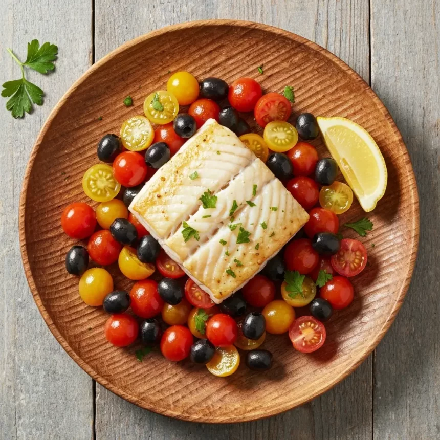 Mediterranean Baked Cod with Juicy Tomatoes and Olives