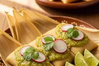Savoring Chicken Tamales in Zesty Green Salsa Delight