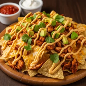 Loaded Chicken Nachos with Creamy Queso Delight