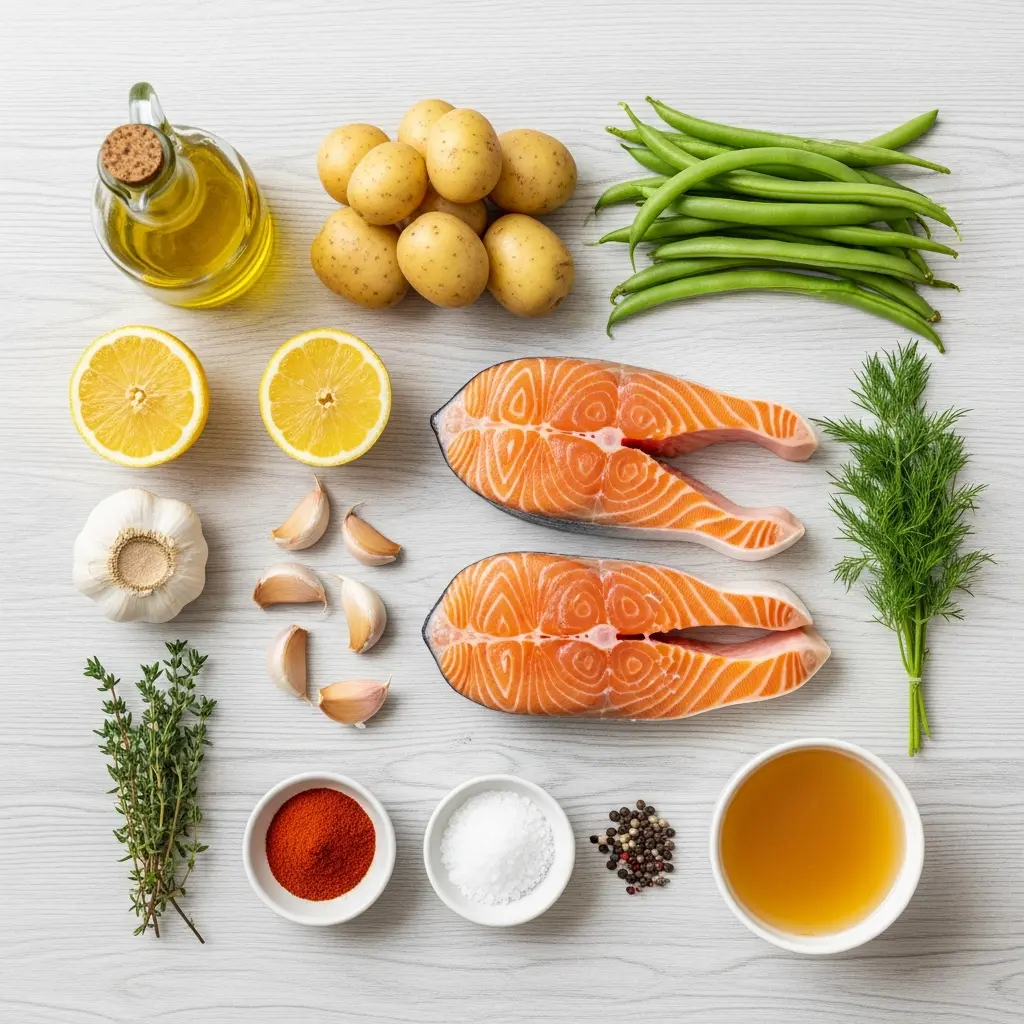 One-Pot Salmon Feast: Potatoes & Green Beans Delight