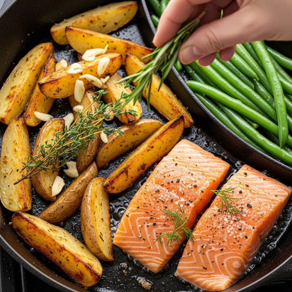 One-Pot Salmon Feast: Potatoes & Green Beans Delight