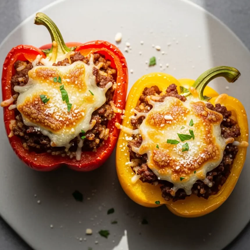 Hearty Stuffed Bell Peppers with Savory Beef and Rice Delight