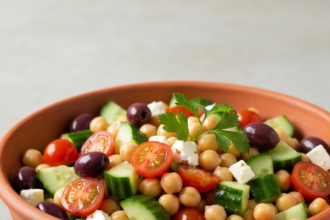 8Fresh & Flavorful: Greek Chickpea and Cucumber Salad Delight