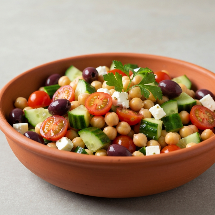 8Fresh & Flavorful: Greek Chickpea and Cucumber Salad Delight