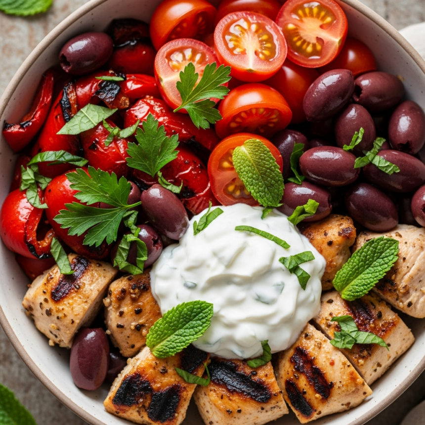 Savor Greek Chicken Bowls with Creamy Tzatziki Sauce