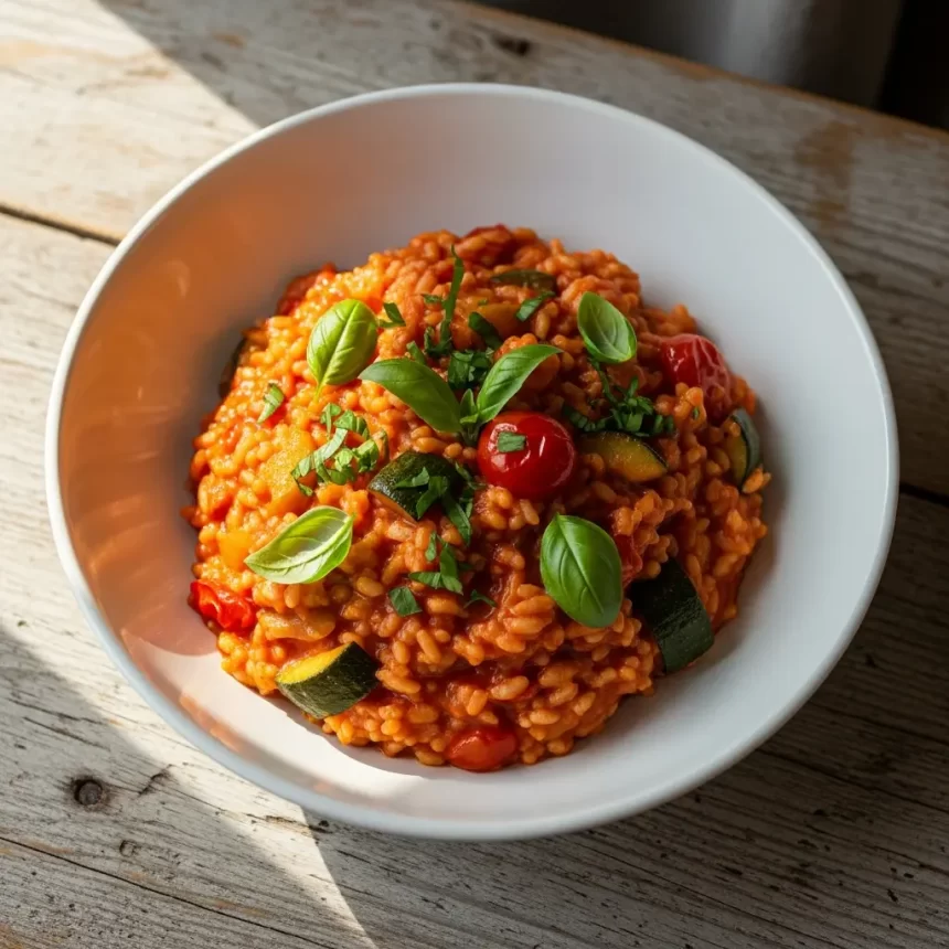 Savor the Flavors: Vegan Tomato & Roasted Veg Risotto Delight