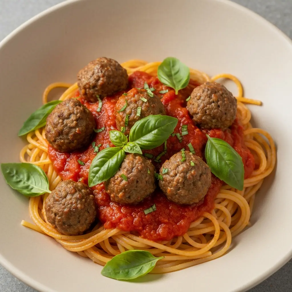 Timeless Flavor: Classic Spaghetti with Savory Beef Meatballs