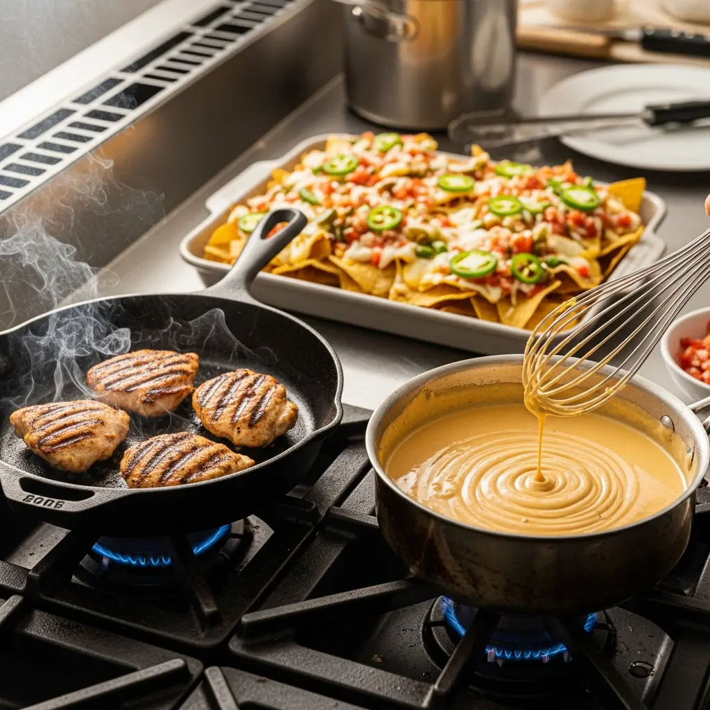Loaded Chicken Nachos with Creamy Queso: A Flavor Fiesta