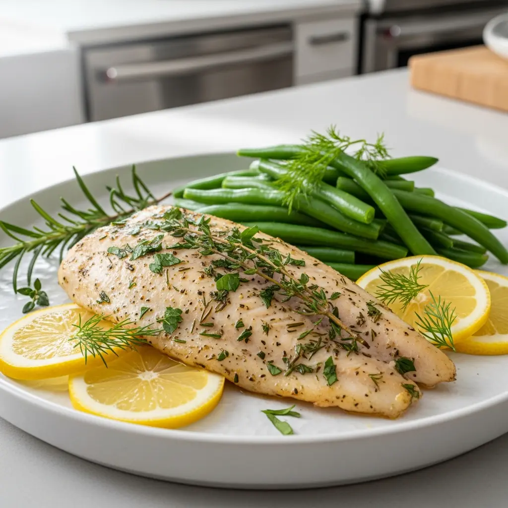 Zesty Lemon Herb Tilapia Paired with Vibrant Green Beans