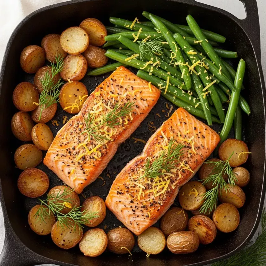 One-Pot Salmon Feast: Potatoes & Green Beans Delight