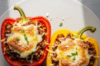 Hearty Stuffed Bell Peppers with Savory Beef and Rice Delight