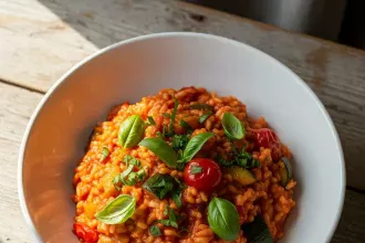 Savor the Flavors: Vegan Tomato & Roasted Veg Risotto Delight