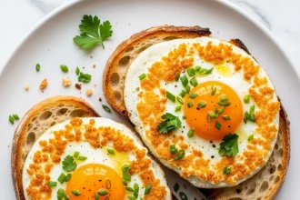Golden Feta Fried Eggs on Toast: A Savory Morning Twist