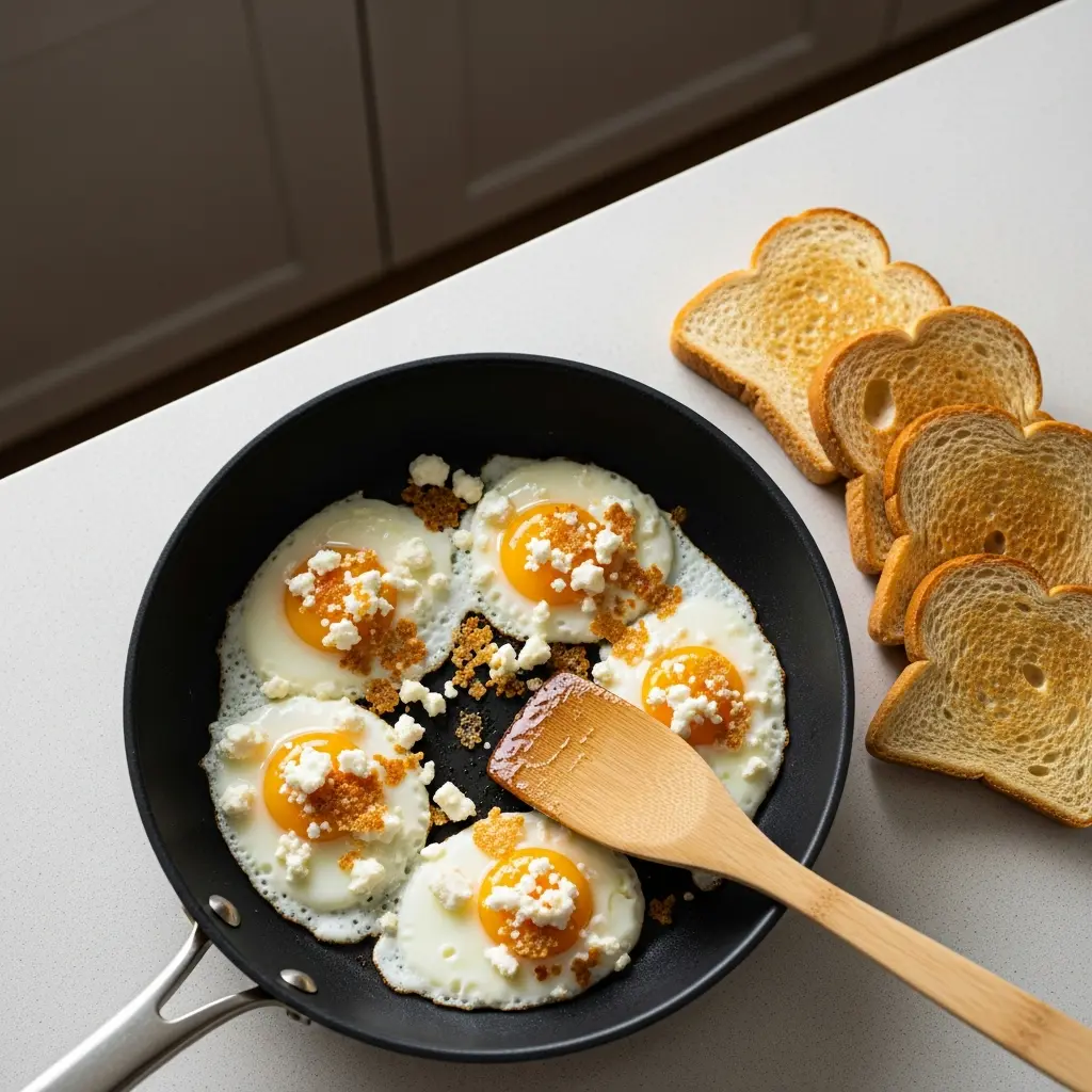 Golden Feta Fried Eggs on Toast: A Savory Morning Twist