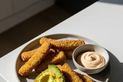 Crispy Avocado Fries Paired with Zesty Chipotle Mayo Dip