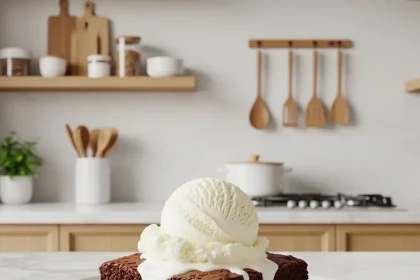 The Perfect Match: Warm Brownie Meets Vanilla Ice Cream Delight
