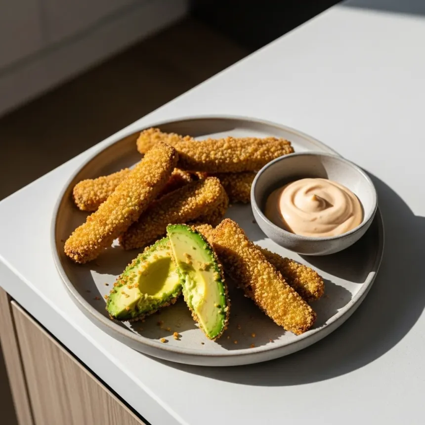 Crispy Avocado Fries Paired with Zesty Chipotle Mayo Dip