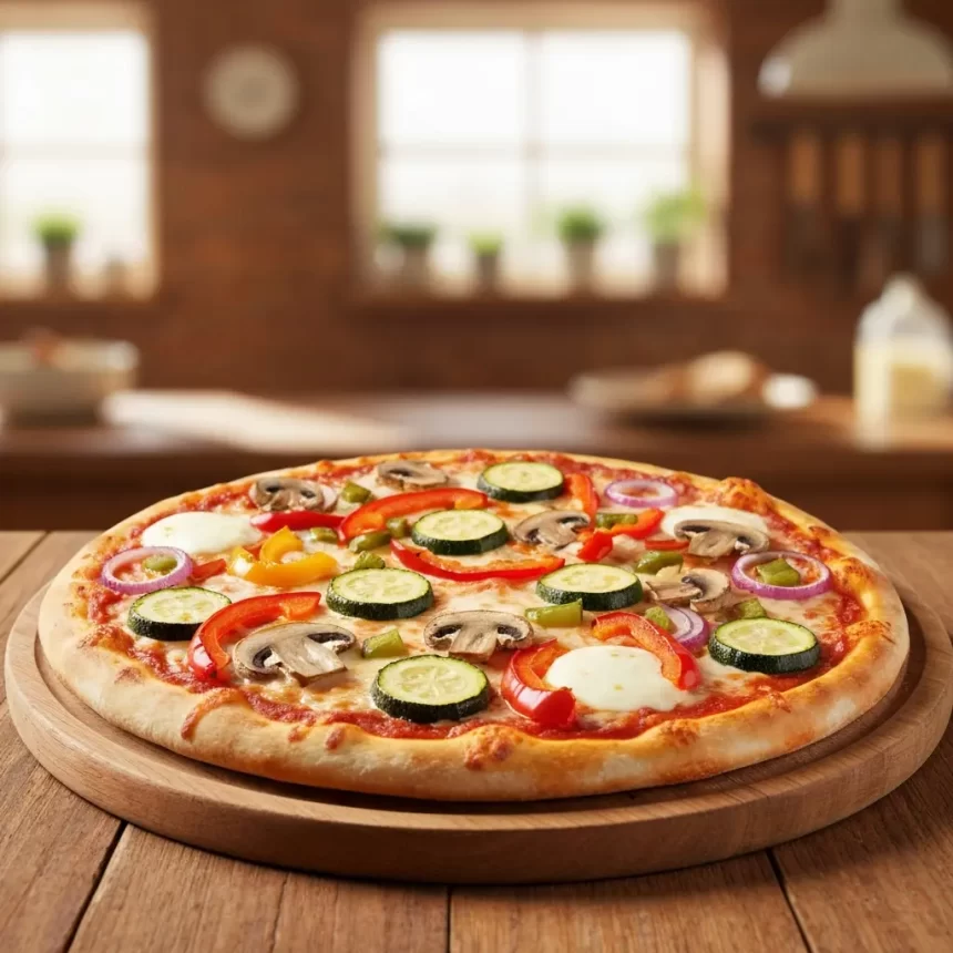Savor the Rainbow: Delicious Vegetarian Pizza with Mixed Veggies
