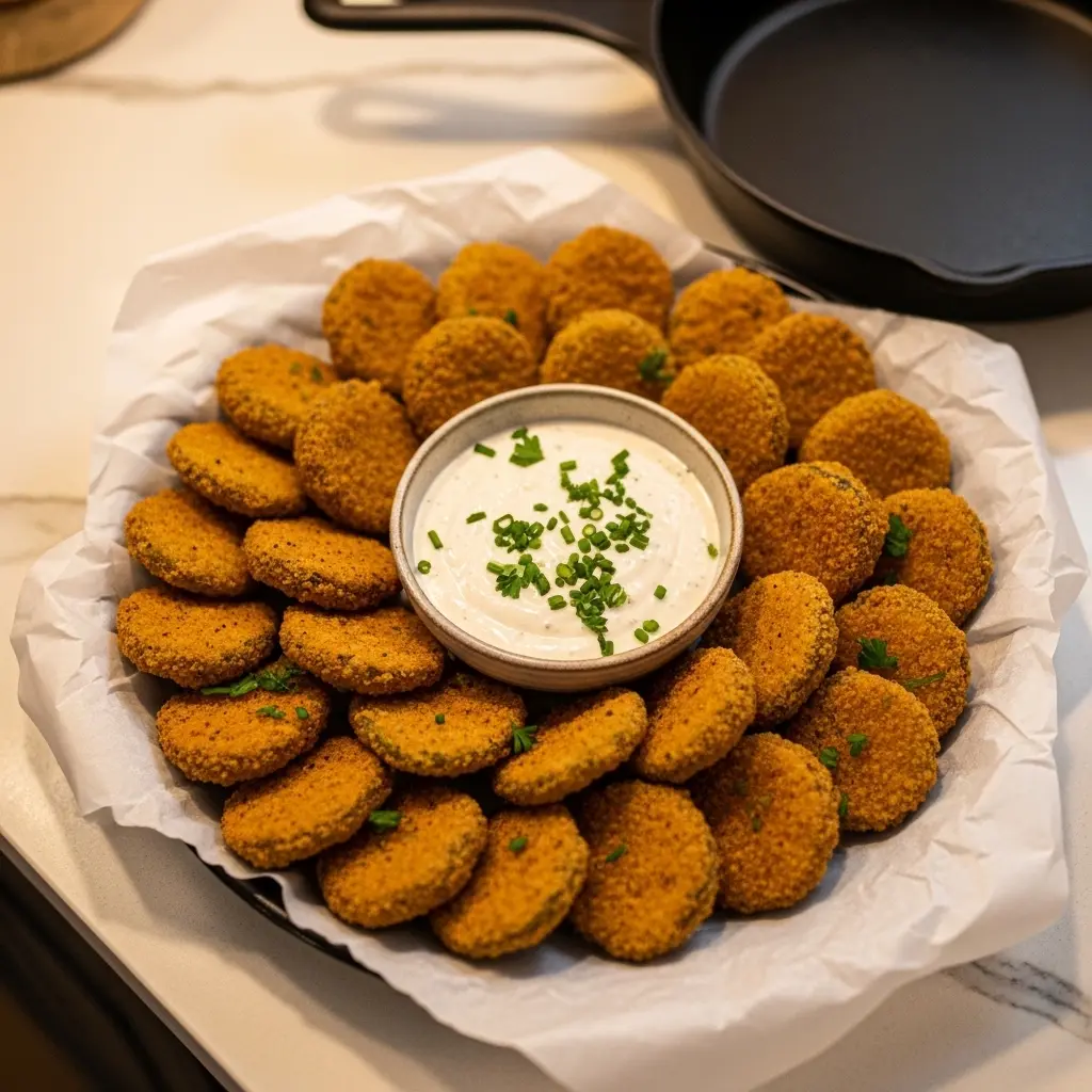 Crispy Southern Fried Pickles Paired with Creamy Ranch Delight