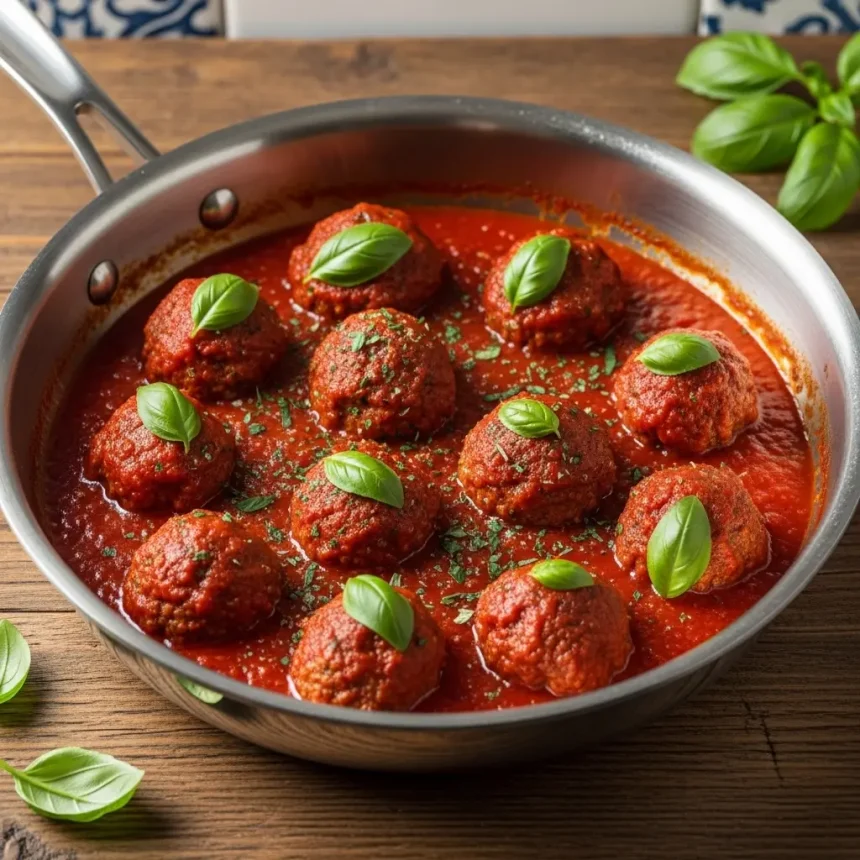 Savor Italian Beef Meatballs Simmered in Rich Tomato Sauce